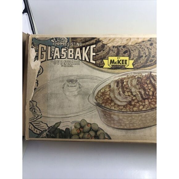 Glassbake Clear Oval 1 Quart Casserole Dish Baking Pan 225 With Lid & Box. Vtg - Picture 1 of 16